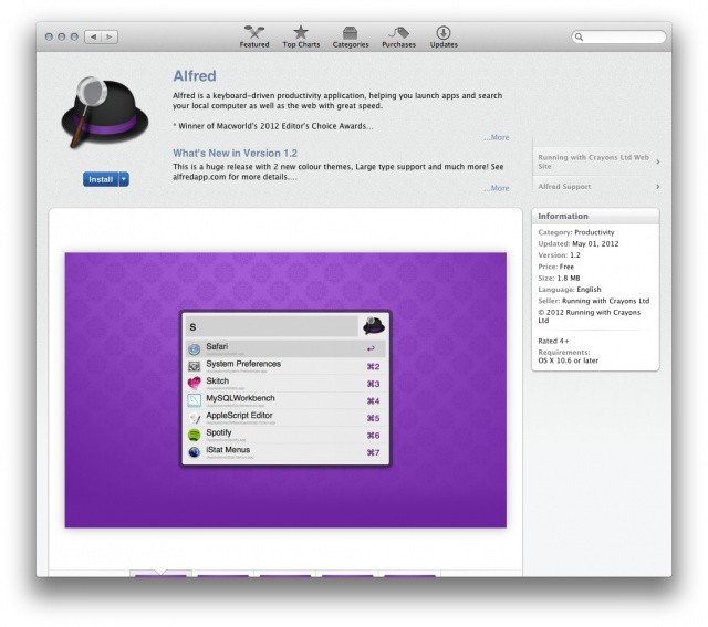 Alfred uses universal keyboard shortcuts to let you search for anything on your Mac.