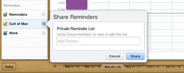 iCloud Sharing Reminders