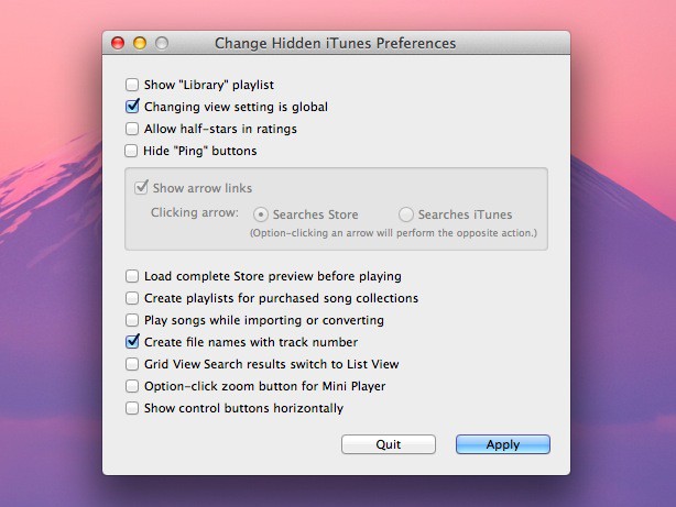 Hidden iTunes Prefs