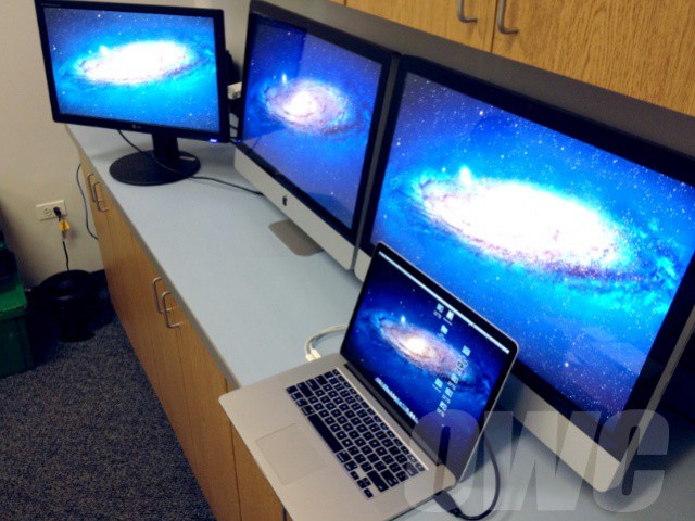 The new, Retina MacBook Pro is the first Apple laptop powerful enough to drive three displays.
