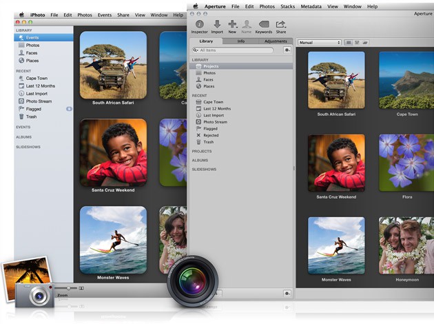 The photo libraries in Aperture and iPhoto now mirror each other.