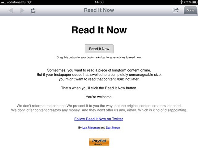 Instapaper queue getting on top of you? Why not Read It Now instead?