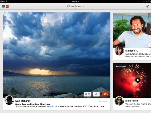 The new iPad interface for Google+ on iOS.