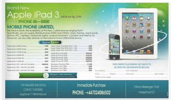 The iPad ad in The Examiner.