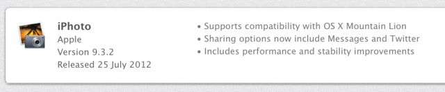 iPhoto's latest update brings new sharing options for those running Mountain Lion.
