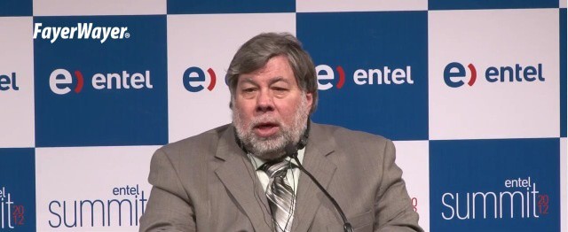 Steve Wozniak speaking at the Entel summit.