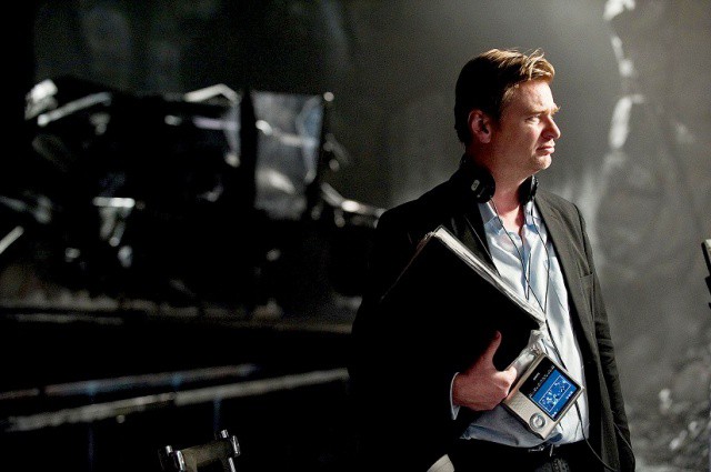 Christopher Nolan on the set of 