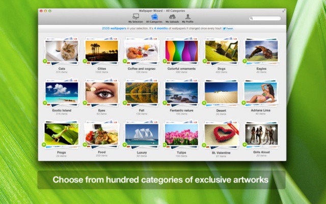 Wallpaper Wizard features over 100,000 high-resolution wallpapers for your Mac.