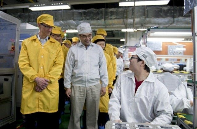 Tim Cook visits Foxconn, where Apple's iMacs are traditionally assembled, in 2011.