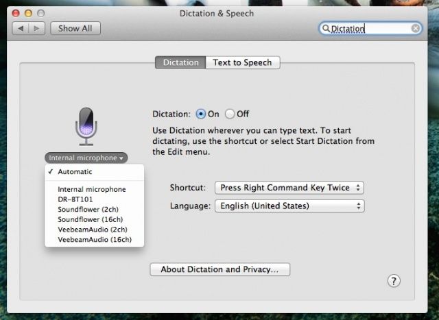 Mac OS X Dictation
