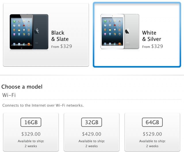 After a white iPad mini? You'll need to go into store if you want one on launch day.