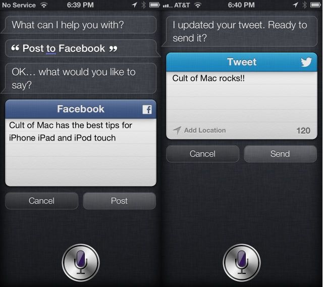 Siri Facebook Twitter