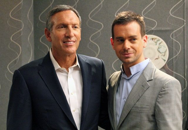 Starbucks CEO Howard Schultz (left) and Square guru Jack Dorsey (right) are helping shape the future of mobile payments.