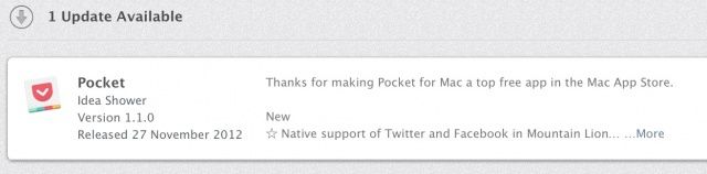Pocket now supports multiple Twitter accounts — if you're running Mountain Lion.