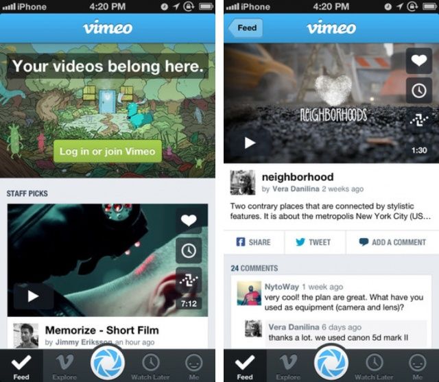 Vimeo 3.0 iPhone