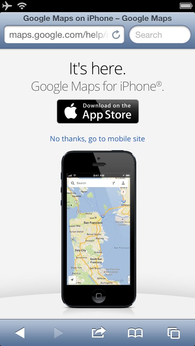 Google Maps for iPhone web search ad
