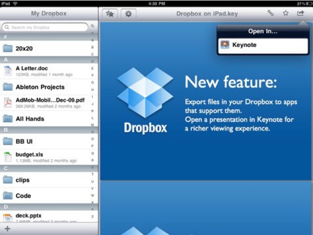 Dropbox Ipad app