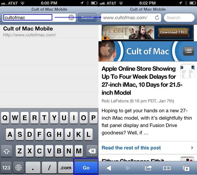 mobile Safari shortcut