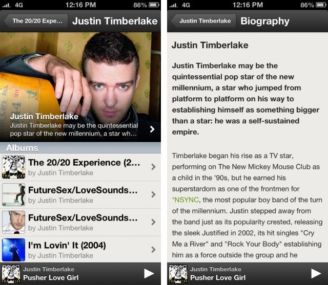 Spotify iPhone artist