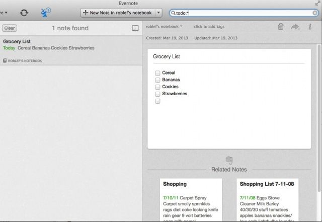 ToDo Search Evernote
