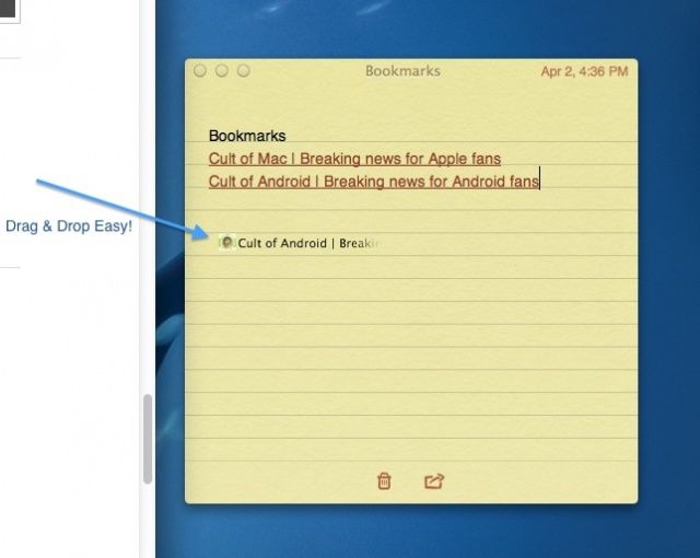 Bookmarks in Notes