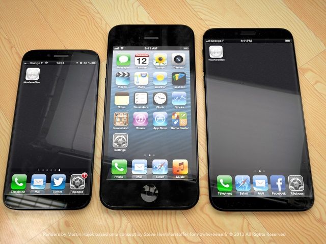 This mockup shows what a family of different sized iPhones might look like.