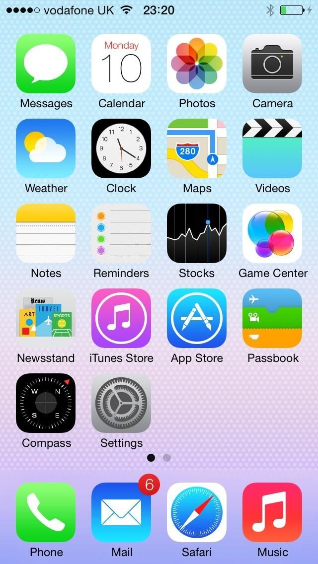 The iOS 7 home screen.