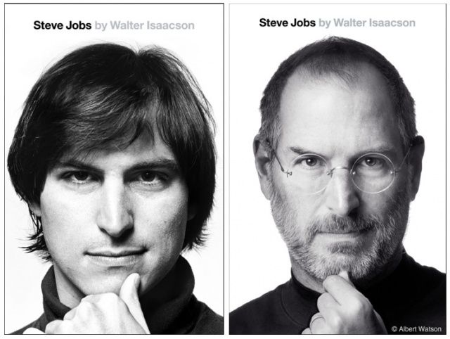 Albert Watson's photo of Steve Jobs, right, is similar to a portrait of Jobs in his younger years.