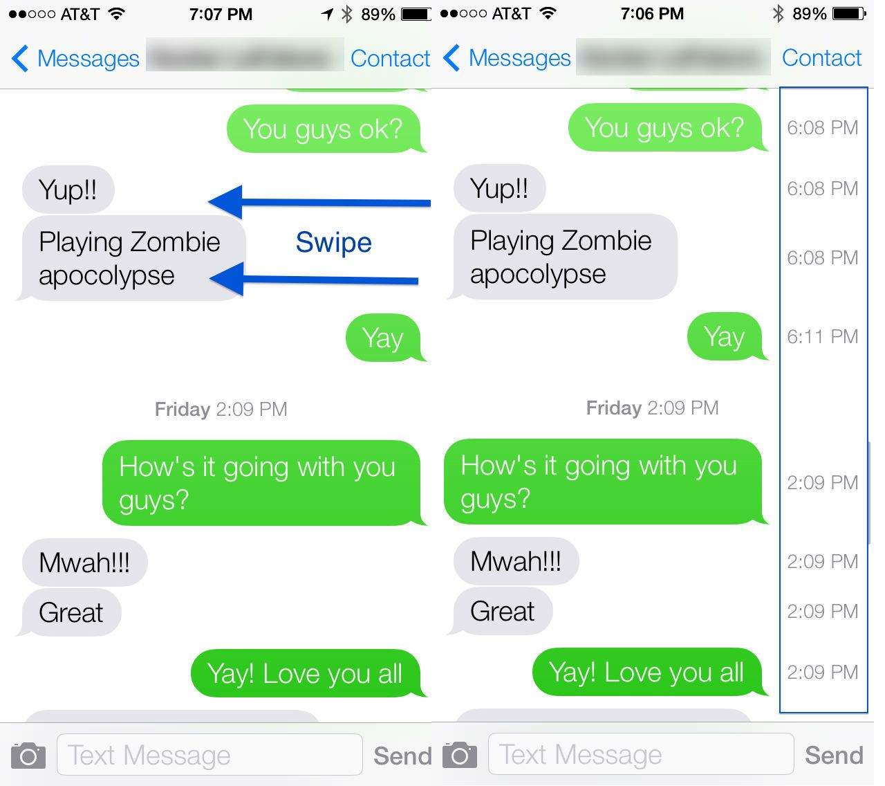 Messages Timestamp iOS 7 beta