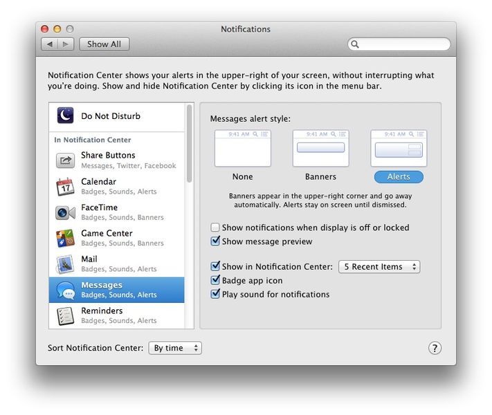 Notification Center OS X Mavericks beta