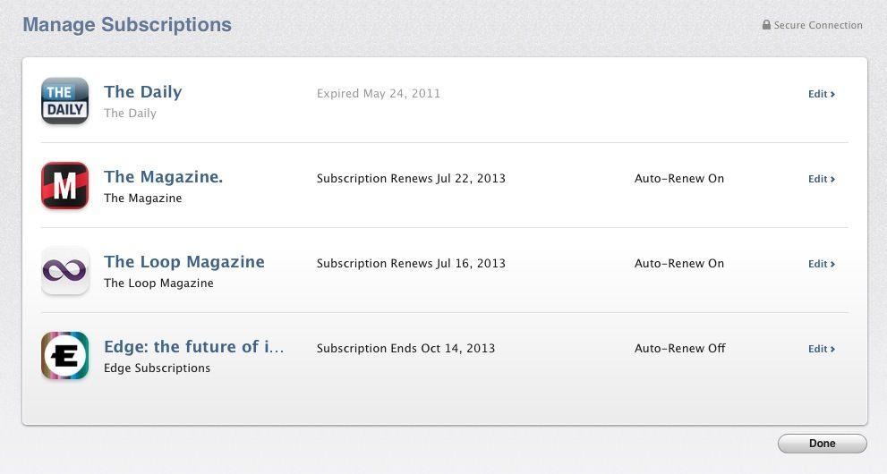 OS X Mavericks Subscriptions