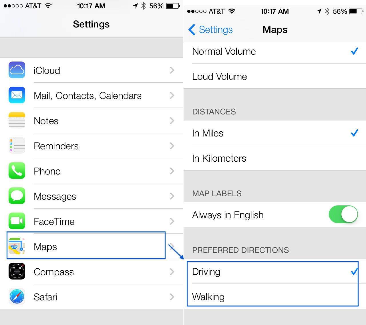 Preferred Directions Maps iOS 7 beta