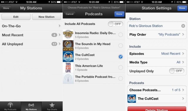 Podcast Stations See me adding The CultCast? See?
