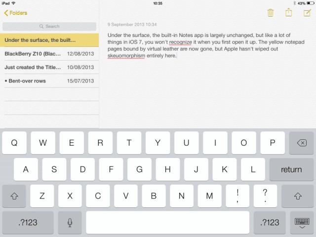 The new Notes app on iPad.