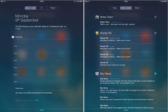 Notification Center is now split into three sections.