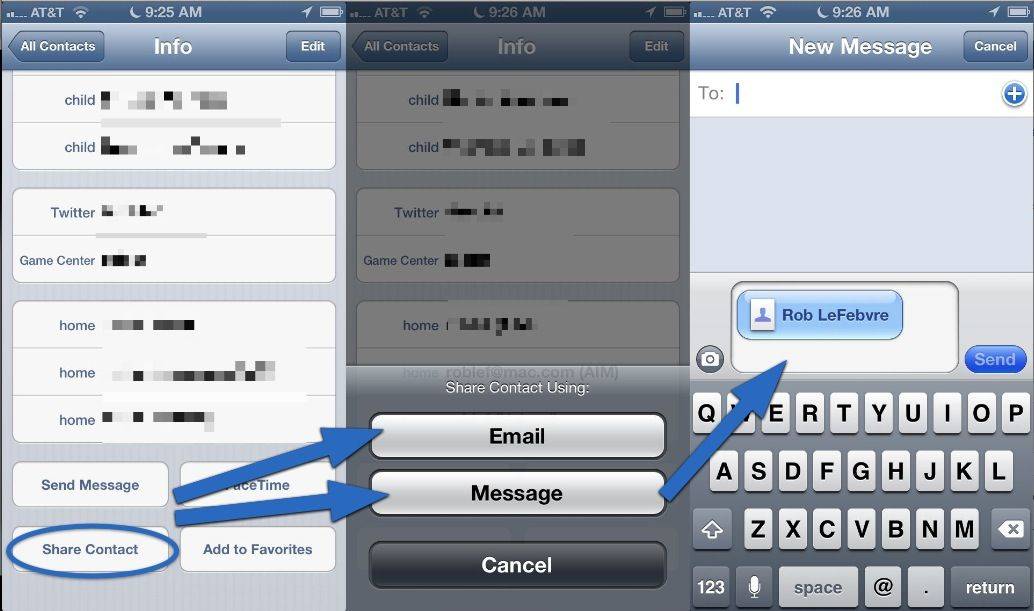 Send Contact Info iPhone