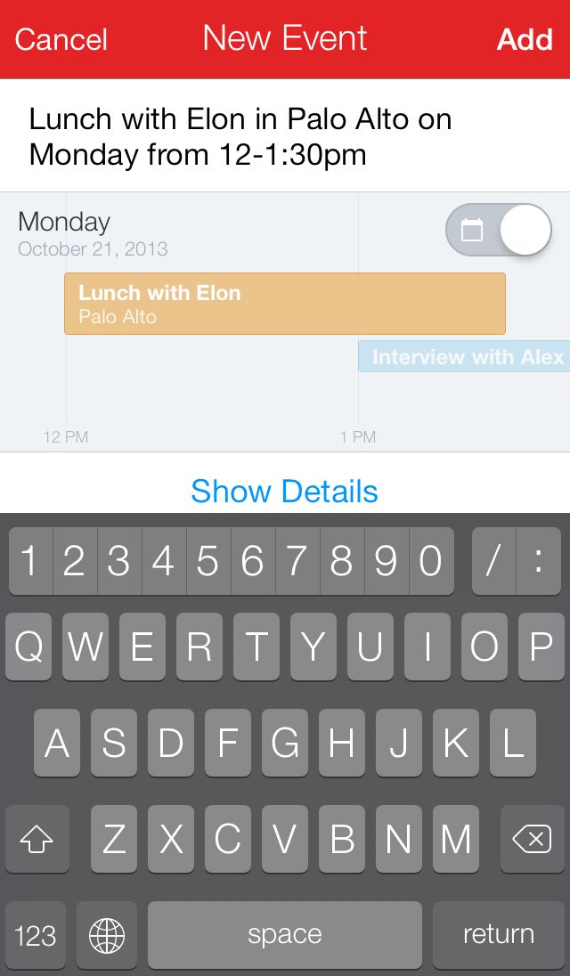 If you're creating a reminder instead of an event, you can also use the toggle to switch modes.