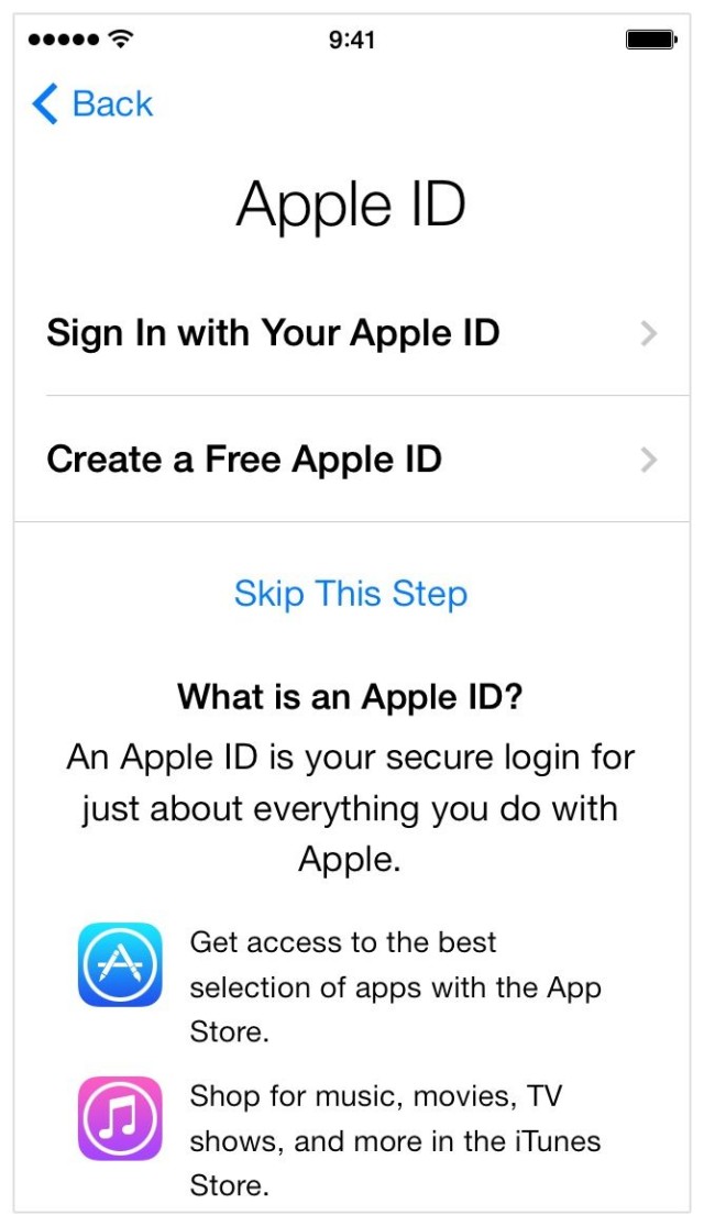 Apple ID Skip this part, at least to start.