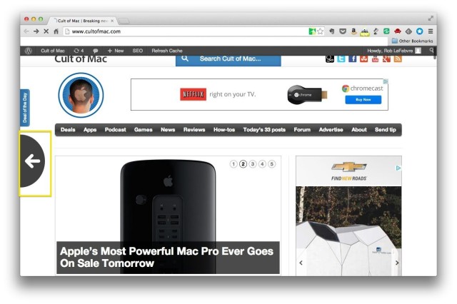 Chrome Back Swipe left or right with two fingers.