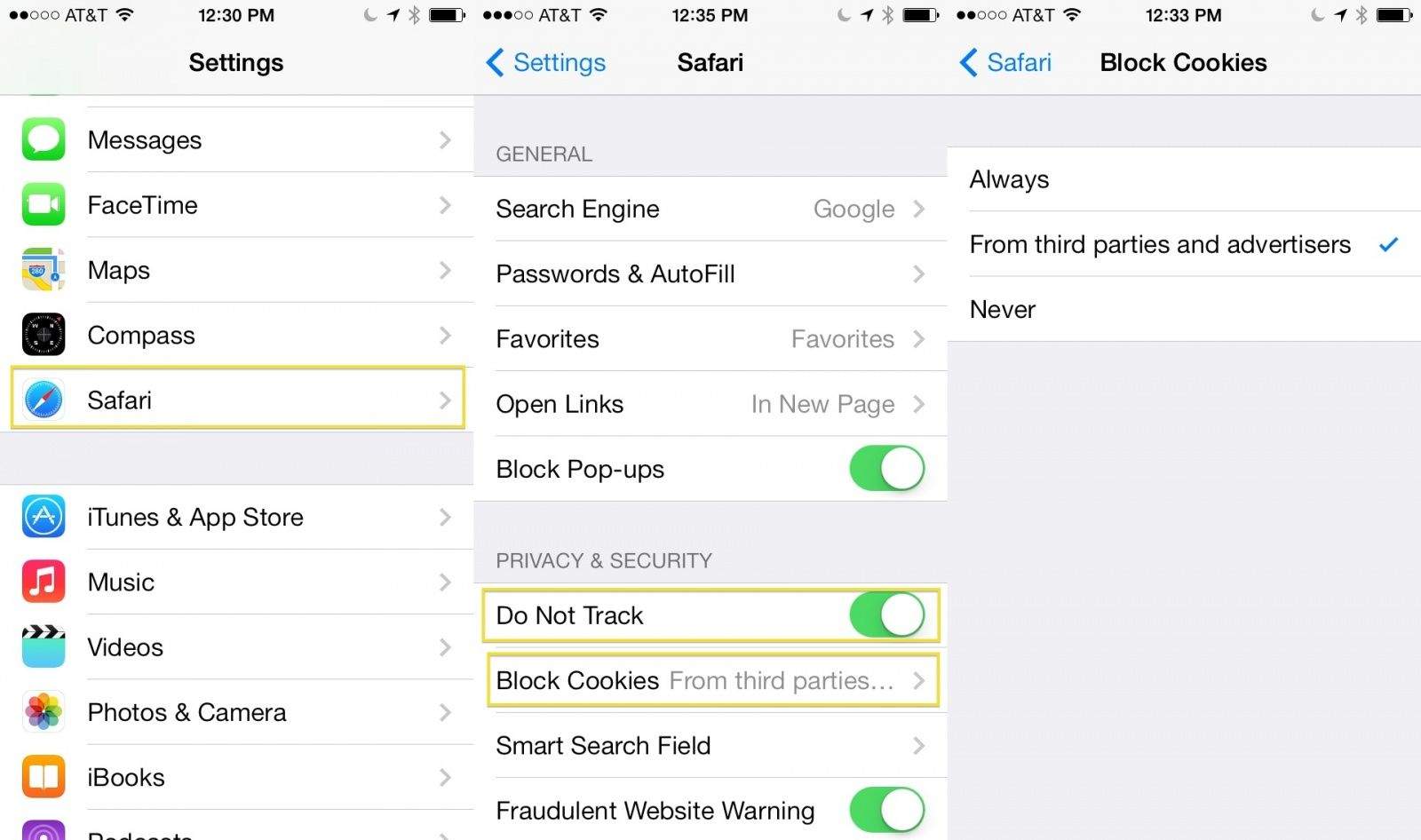 Privacy Mobile Safari