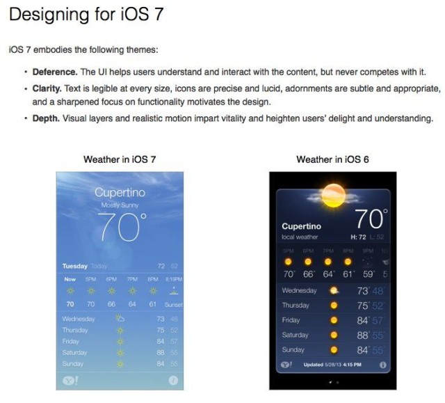 Apple's tutorial demonstrates the difference between iOS 6 and iOS 7