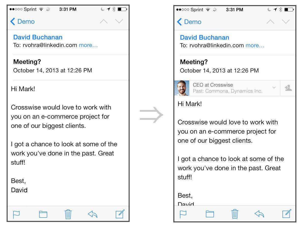 LinkedIn Intro embedded LinkedIn profiles into your iPhone email app