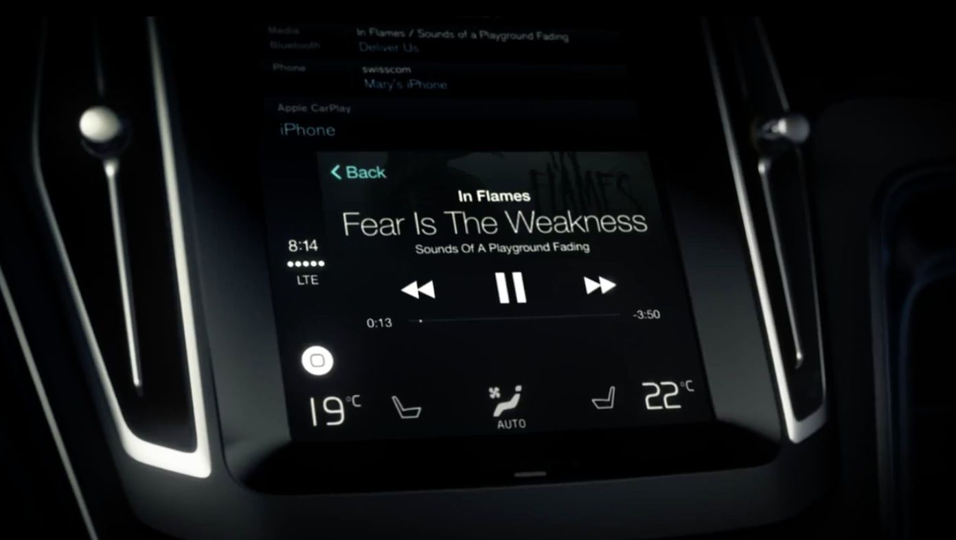 Spotify is one of the select launch partners for Apple's CarPlay. (image courtesy of Volvo)