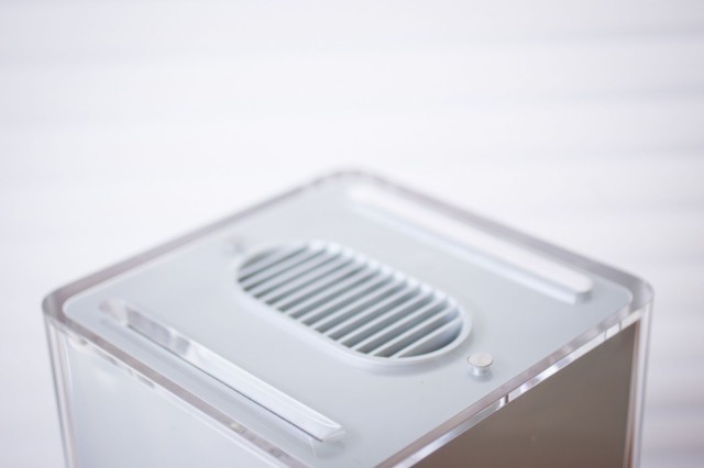 A stylish grill provides ventilation for the fan-free Cube.