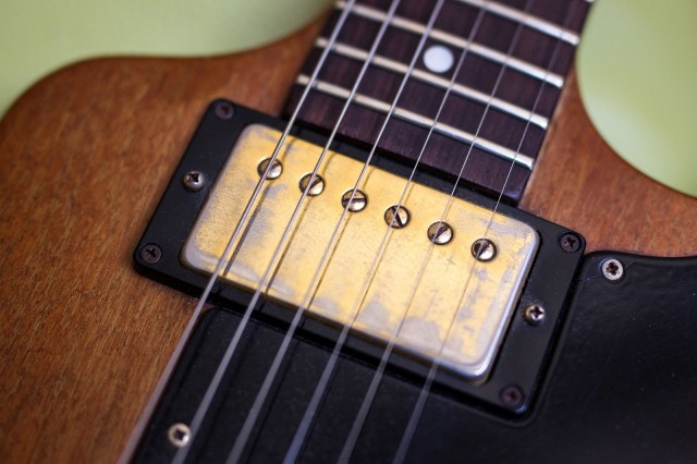 The 24 karat gold plating on the 1976 Explorer's original humbucking pickup, doesn't exactly stand up to a rock 'n' roll lifestyle.