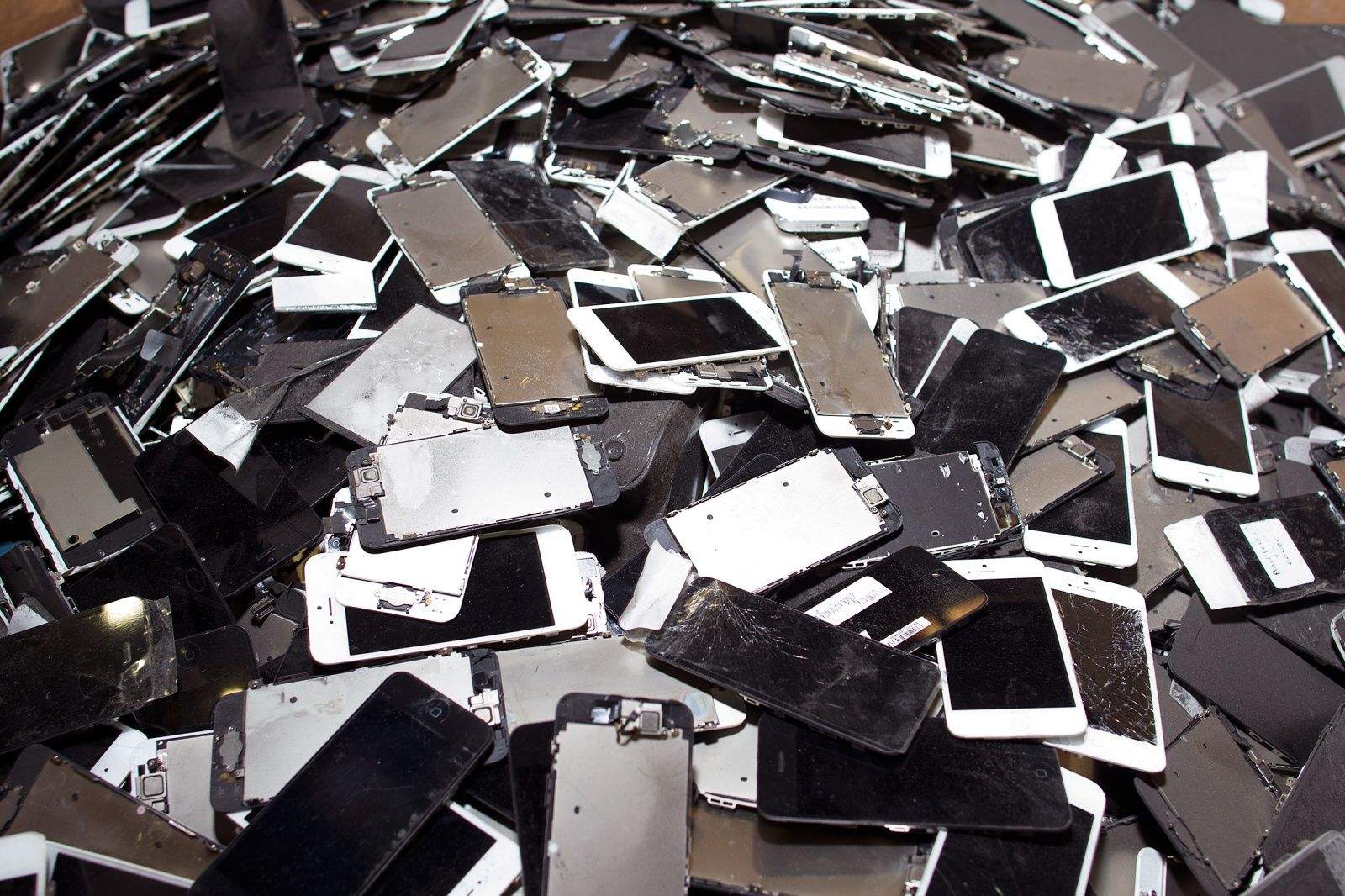 Smartphones await their fate at SIMS Recycling Solutions' mega-shredder facility in Roseville, California. Photo: Jim Merithew/Cult of Mac