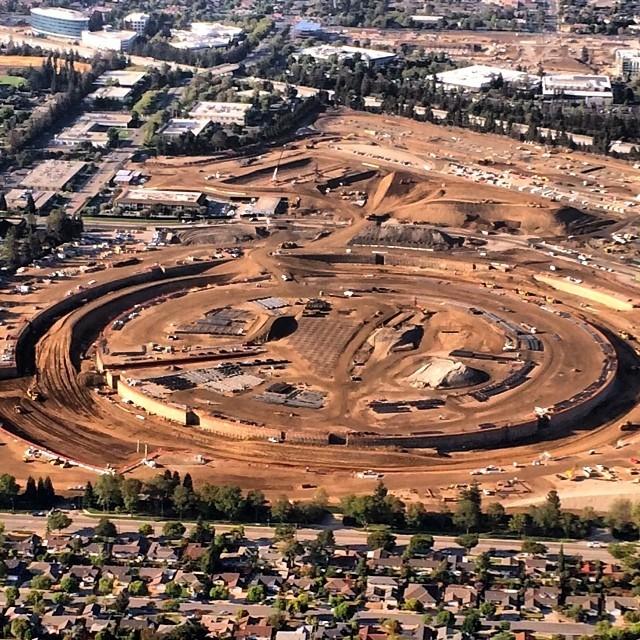 Walls at Apple HQ begin to take shape. Photo: