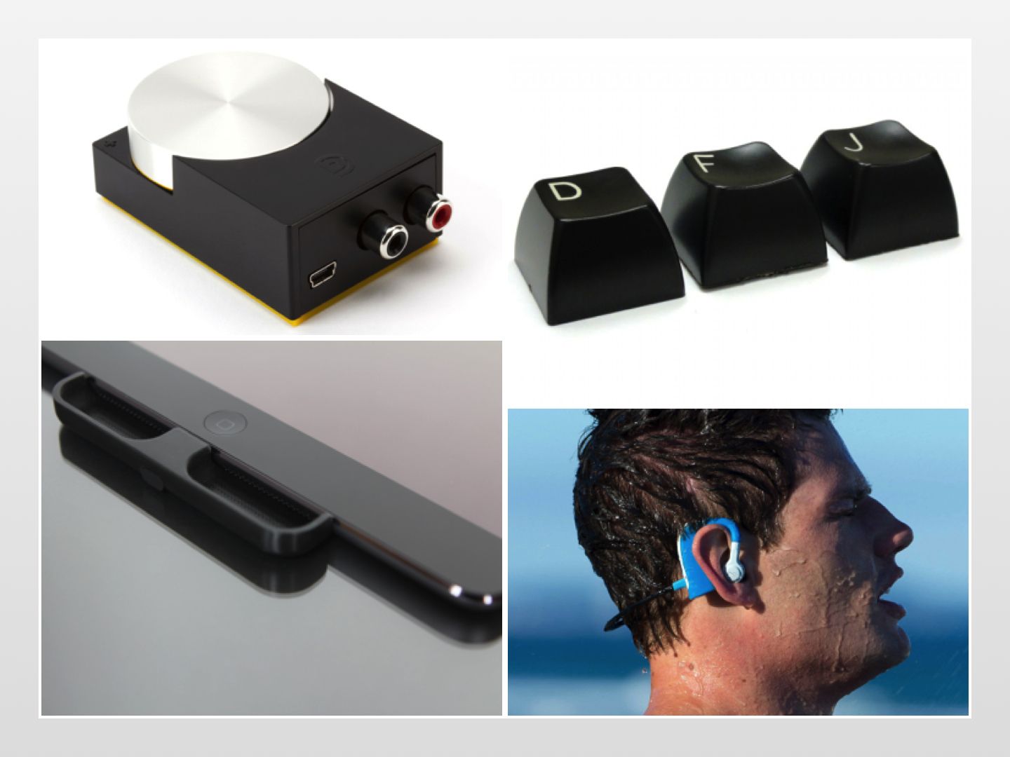 Whether the weather is wet or dry, we've got you covered this week. Waterproof headphones and speakers, and some nonslip bike pedal covers, will let you carry on in the rain or in the lake. And a flash-booster, replacement keycaps and a big twisty knob will keep you entertained indoors. Don’t forget your umbrella (or sunglasses)!