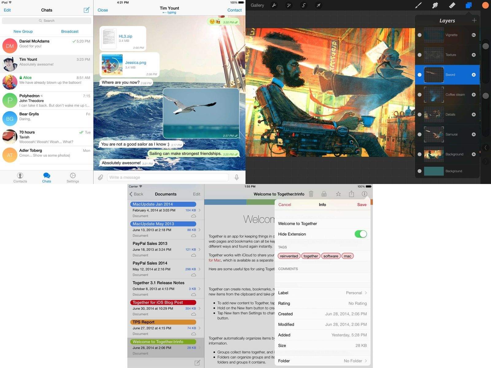 We've got lots of creative apps in the hopper this week, from the comic-book-artist-friendly Procreate 2.1 to the art-sharing app August. There's also stuff for metadata-hungry photographers, as well as a note-card app for screenwriters. Get to work.