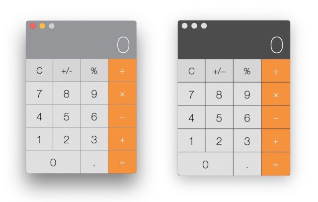 Old and new Calculator. Same wallpaper behind each version.